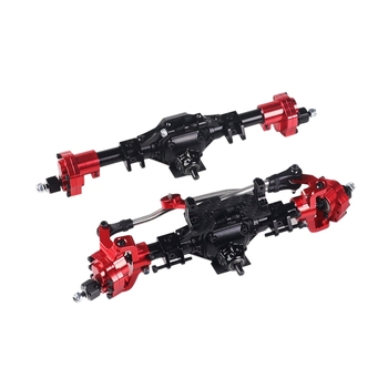 Aluminum CNC Anodized Full Front Rear Portal Axle for 1/10 RC Crawler Car Axial SCX10 II 90046 90047 Upgrade Parts Black+Red